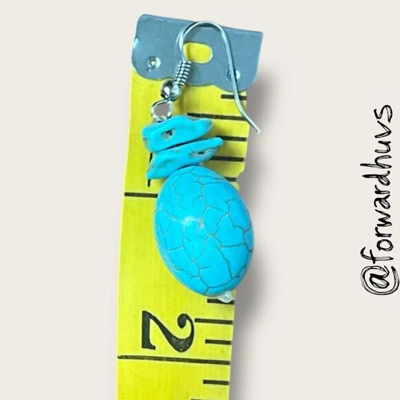 Bundle Sale 3 for $15 | Faux Turquoise and Metal Dangle Earrings - Picture 6 of 7